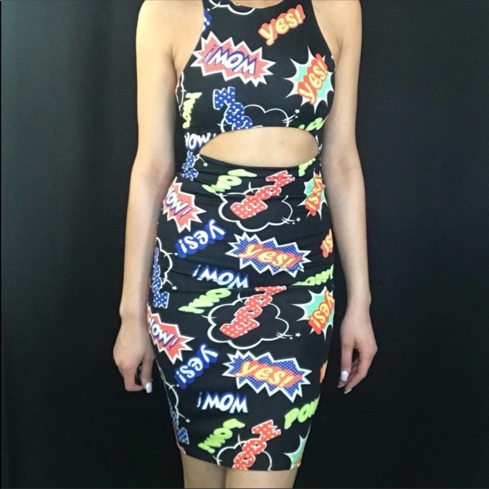Black Comic Book Words Dress